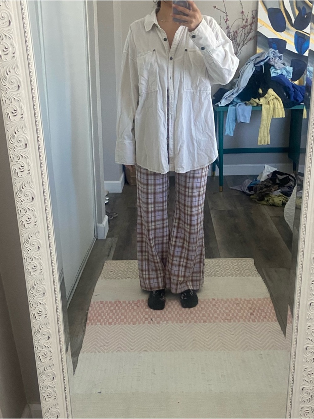 Free People White-Pinkish Button-Down Shirt